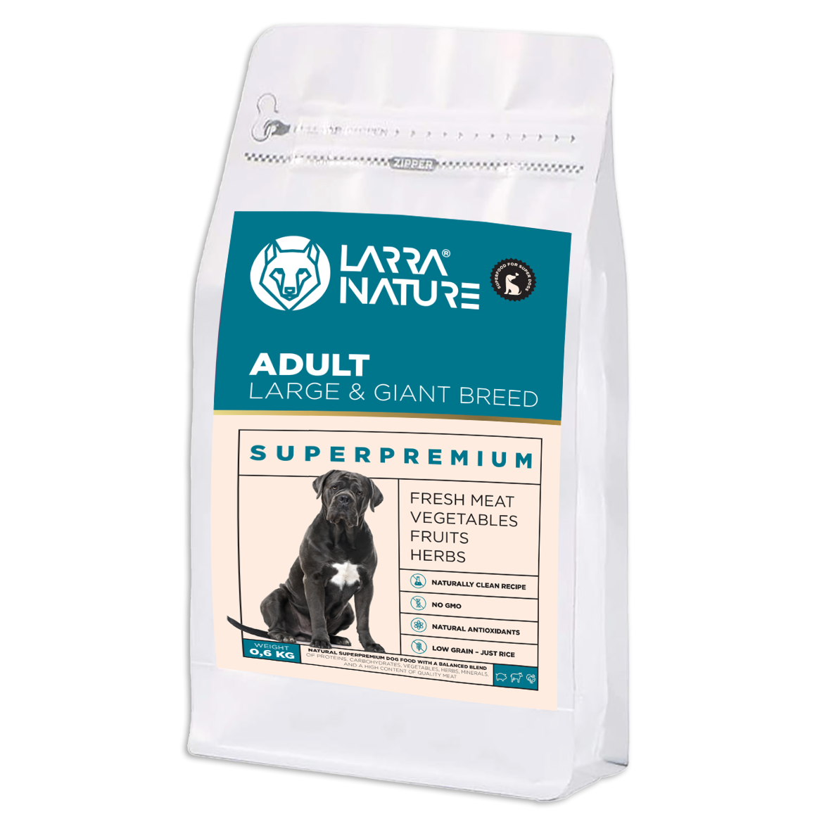 VZORKA_adult_LB_600g Larra Nature Adult Superprémium Veľké a Obrie Plemená 600 g – Obrázok 1